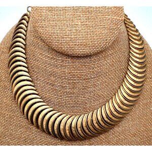 Vintage Mid Century Collar Necklace Egyptian Inspired Crescent Bone Unsigned